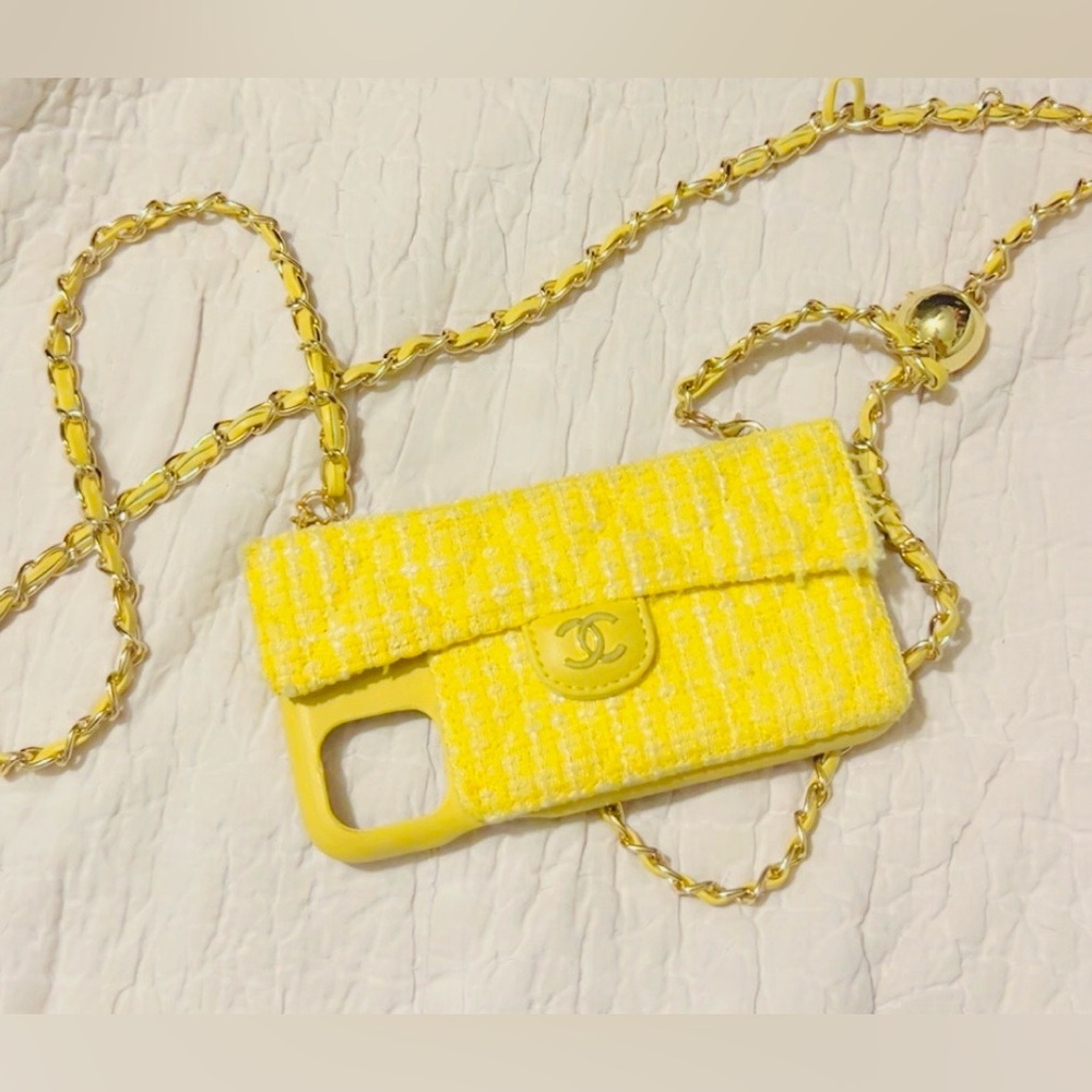 Yellow Chanel Tweed iPhone 11 case